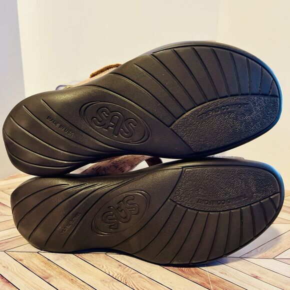 SAS Nudu Heel Strap Sandal Golden Cork Women 9.5 W Gold Metallic Comfort USA - Picture 8 of 9